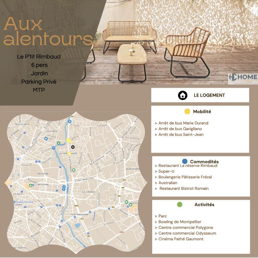 Le P'tit Rimbaud, 6 Pers, parking privé, jardin,wifi Apartment Montpellier Bagian luar foto